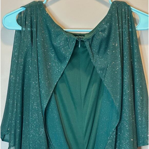 NWT MSK Green Glitter-Chiffon Blouson Belted Wide-Leg Jumpsuit Womens Size Small - Picture 6 of 12